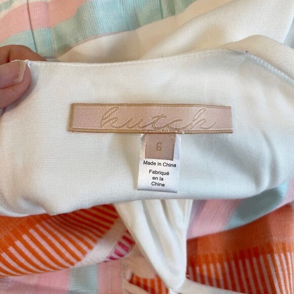 Anthropologie Hutch Kalyn Halter Wrap Dress Multicolor Size 6 Striped Fringe Hem - Picture 3 of 8